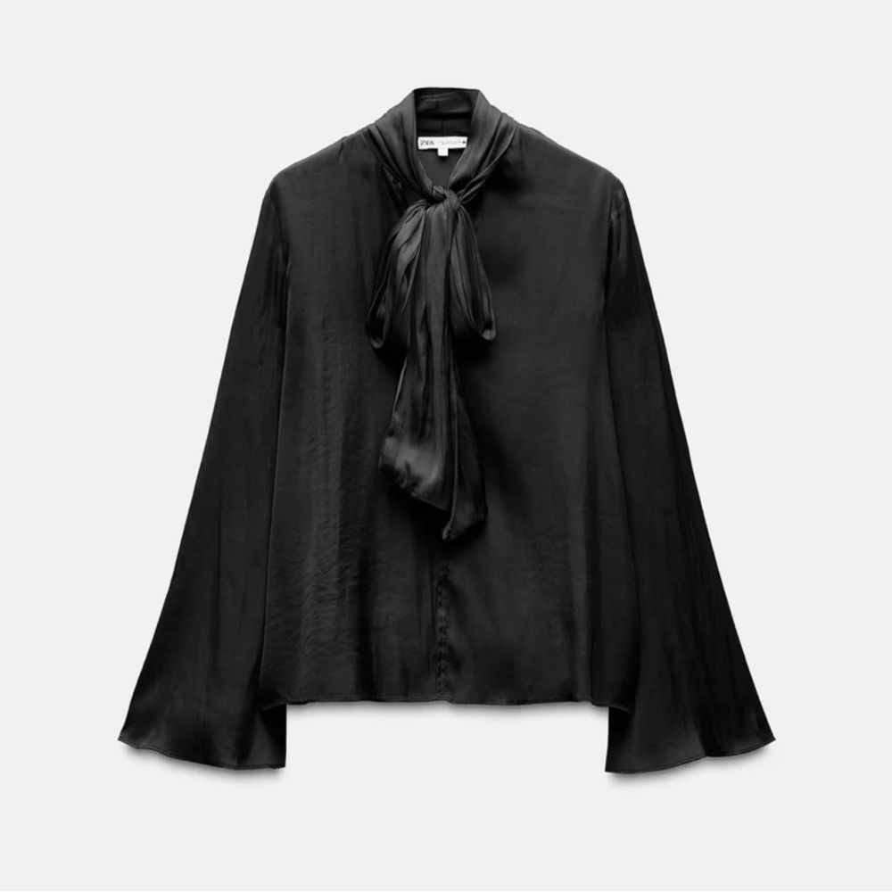 Zara black satin blouse
